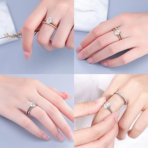 MOOSEA Oval Moissanite Engagement Rings for Women, 2ct D Color VVS1 Clarity, 14K White Gold Vermeil, 4 Claw Setting4