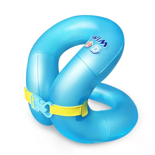 Swim Vest for Kids 33-88 lbs-Portable Inflatable Pool Floats Swimming Ring with Adjustable Safety Buckle-Swim Arm Bands with Double Surround Air Bag (Blue, M(for Weight:50-88lbs/age 7-12yrs))