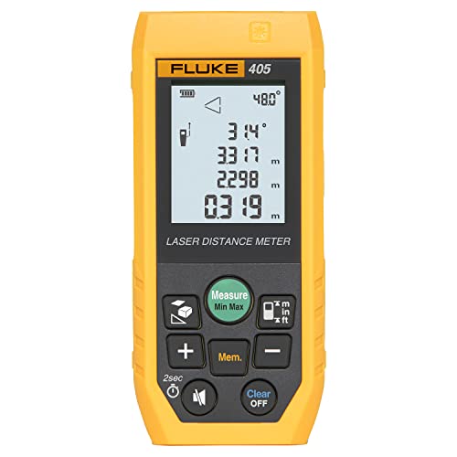 Image of Fluke 405 50mtr Digital Laser Distance Meter Tape with Free Carry Case Large LCD Display Rechargable Battery IP65 Dust & Water Resistant for Distance Area and Volume Measurement (1 Year Warranty)