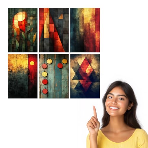 Image of SiddArtify Abstract Geometric Wall Art Prints Set - Modern Poster Decor for Living Room Office - 8x12 inch Board Pack of 6