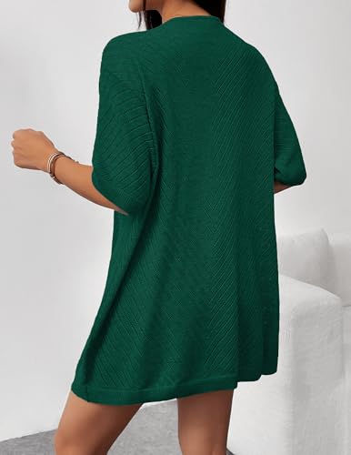 Image of Zeagoo Lightweight Summer Cardigan for Women Short Sleeve V Neck Crochet Kimonos Loose Open Front Hollow Out Cover Ups