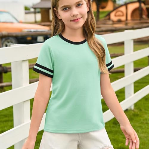 Girls' Casual T-Shirt Short Sleeve Crew Neck Soft Tops Fashion Summer Tee for Kids, Ages 1-152