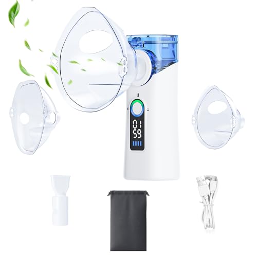 Nebulizador Portátil para Adultos, Niños y Bebés - Nebulizador Silencioso con Niebla Ultrafina, Modos Ajustables, Recargable por USB-C, Ideal para Viaje y Uso Diario (Blanco)