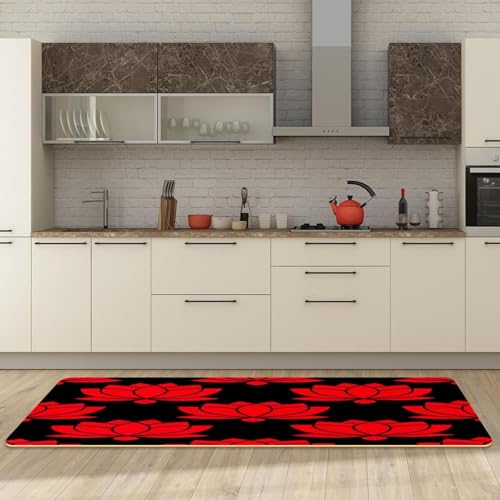 Alfombrilla absorbente para cocina lavable con patrón de loto 3