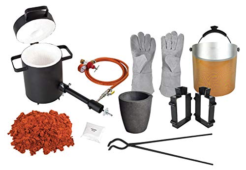 5 Kg Propane Furnace Set 10 Lbs Casting Sand, Flux, Mold Frame, Gloves, Parting Powder, Face Shield, Crucible, Tongs Melt Metals