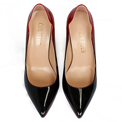 COLETER Women's Sexy Pointed Toe High Heels,4.72 inch/12cm Patent Leather Pumps,Wedding Dress Shoes,Cute Evening Stilettos