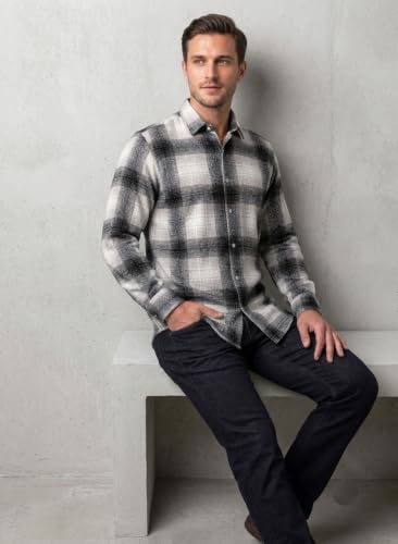 Image of DEEMOON Men's Cotton Blend Regular Fit Shirt | Full Sleeves Checkered Casual Button-Down Shirt for Men (Available in Plus Size)