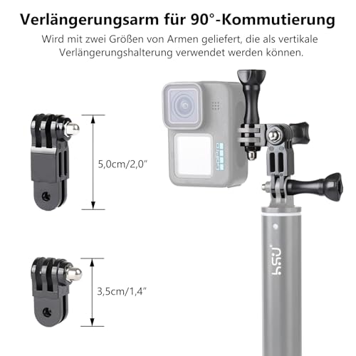HSU Helmhalterungsset für Go Pro Action-Kameras, Verlängerungsarme Schnellspanner Schnalle Clip Zubehör Kit für Hero 13/12/11/10/9/8/7/6/5/4/3