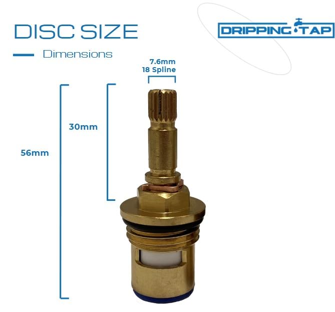TC50, Mixer Tap Cartridge Replacement 1/2" 7.6mm x 18 Spline, 56mm Cartridge Length Ceramic disc for Armitage Shanks Nabis - Image 3