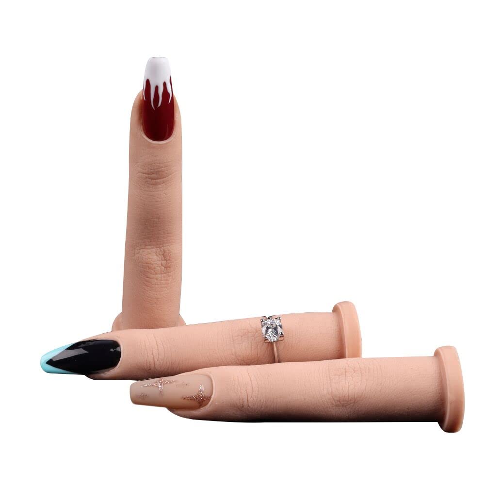 KnowU Silicone Nail Practice Fingers for Acrylic Nails, Bendable Fake Training Fingers Nail Manicure Art Finger Model Nail Art Training Tool for Women