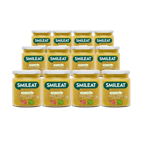 Smileat - Tarrito Ecológico con Verduras, Ingredientes Naturales, para Bebés desde 6 Meses, Sano y Saludable, sin Gluten, Sabor a Brócoli, Cordero y Chirivía - Pack de 12 x 230g = 2760g Cover