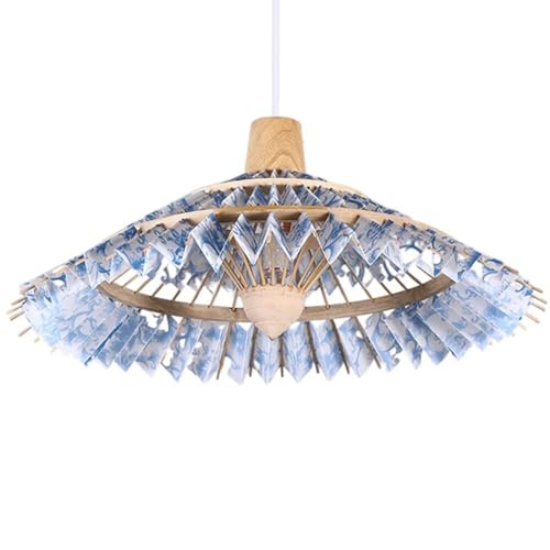 Chandelier en bambou japonais beige 50cm avec lanière toile
