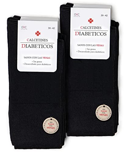 Occulto CALCETINES DIABETICOS HOMBRE (10 PARES), CALCETINES sin COSTURA sin GOMA para Hombre 10 Pares | Negro 47-50