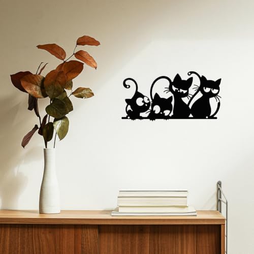 Acrnigheet Cat Metal Wall Art Decor Home Wall Decor Minimalist Cute Cat Wall Decor Black Cat Wall Decorations Modern Wall Hanging Decor For Living Room Bedroom Kitchen Garden Black thumb #2