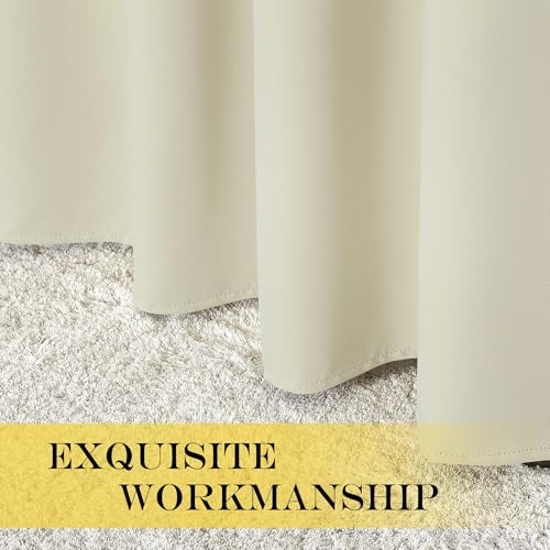 NICETOWN Blackout Sliding Glass Door Curtain, Thermal Insulated Grommet Room Darkening Window Treatment Sound Dampening for Bedroom/Living Room, Beige, W80 x L90, 1 Panel