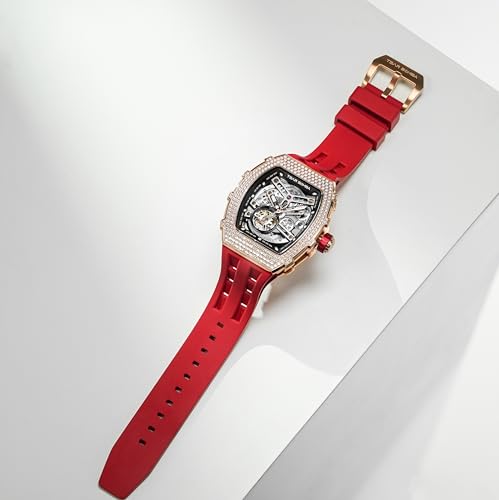 Image of TSAR BOMBA Mens Luxury Watch Automatic Watches for Men 50M Waterproof Japanese Mechanical Movement Tonneau Stainless Steel Case Sapphire Glass Big Face Cool Unique Fashion Gift Men