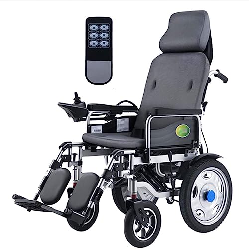 RAYACO Silla de Ruedas eléctrica con reposacabezas,Plegable y Ligera Silla de Ruedas eléctrica portátil con Mando a Distancia,Manipulación eléctrica o Manual,Respaldo y Pedal Ajustables