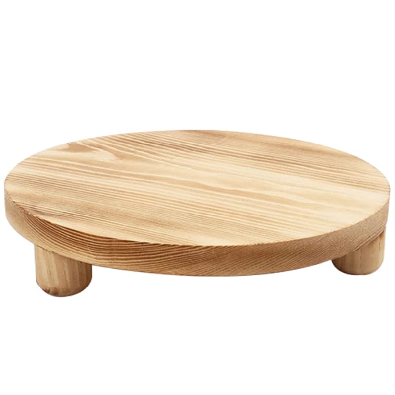 Didiseaon Wood Pedestal Stand Round Riser Footed Tray for Plant Flower Pots