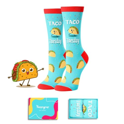 HAPPYPOP Taco Tuesday Socks Women - Taco Gifts for Food Lovers, Mexican Food Socks, Cinco de Mayo Gifts