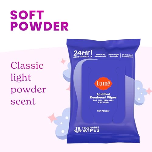Image of Lume Acidified Deodorant Wipes - 15 ct, 3 pk (Soft Powder)