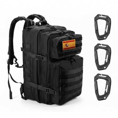 RA RETAIL AMZ Mochila militar 45l + doble parche (España y EEUU)   Mochila táctica 45l militar transpirable. Mochila táctica para acampada, senderismo o viaje   Mochila 45 litros