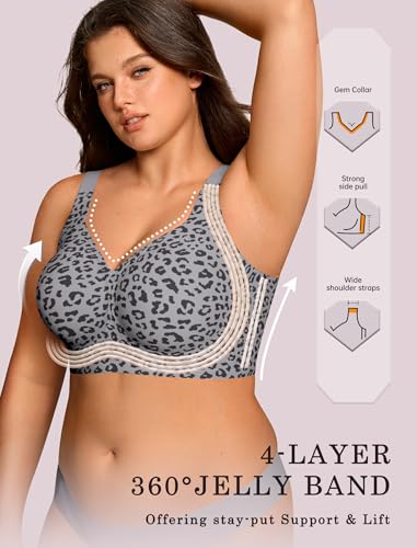 Image of OEAK Womens Wireless Jelly Bras Plus Size Support Push Up Comfortable Bra