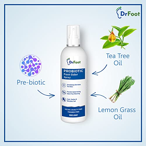 Dr Foot | Foot Spray for Smelly Feet | Probiotic Foot Odor Spray | Lemon grass Oil & Tea Tree Oil | Helps in removing Bad Smell | 100 ml - Pack of 3 (Pack of 1)