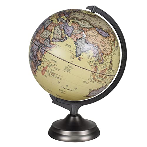 SYALEO Mappamondo Mappamondo Illuminato da 12'' per Adulti con Supporto in Metallo Lampada a Globo Ricaricabile con Mappa in Rilievo a LED incorporata per l'arredamento della casa World Globe
