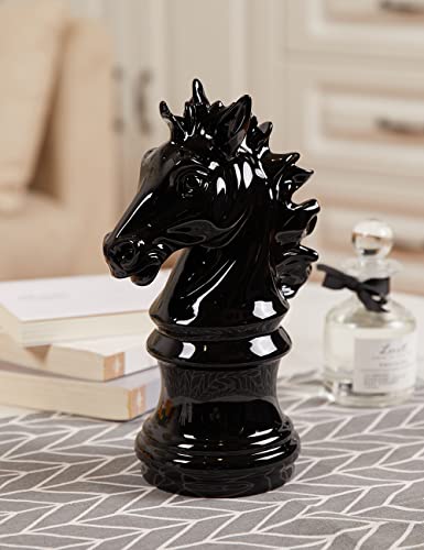 Nenbolec Chess Statue Decor Piece Sculpture Knight Gifts Large Game Figurine Home Arts Polyresin Black 10Inch #TOP1