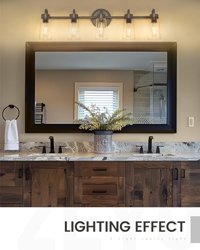 zeyu-33-5-Light-Bathroom-Vanity-Light-Farmhouse-Bathroom-Lighting-Fixture-Oil-Rubbed-Bronze-Finish-with-Clear-Glass-ZTH108B-5W-ORB zeyu 33 5 Light Bathroom Vanity Light Farmhouse Bathroom Lighting Fixture Oil Rubbed Bronze Finish with Clear Glass ZTH108B 5W ORB