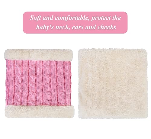 YSense 3 Pcs Kids Winter Beanie Hat Scarf Gloves Set Thick Knit Warm Fleece Fuzzy Lined Beanie Caps Mittens for Boys Girls4