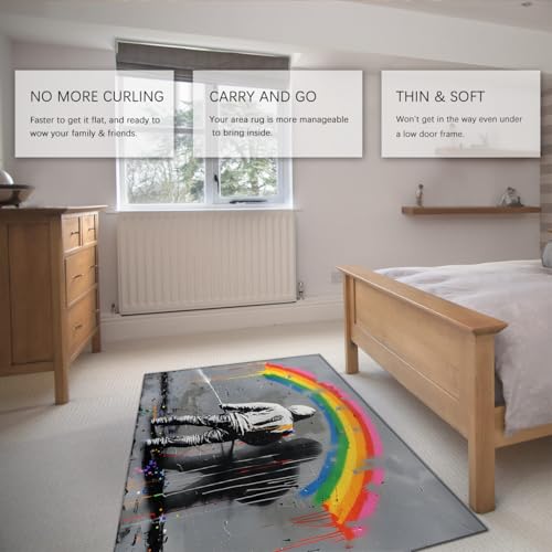 Tapis pour salon Urban Graffiti grand format 80x150cm déco Banksy multicolore
