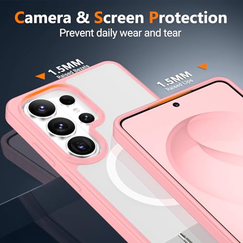 Image of SPIDERCASE Magnetic for Samsung Galaxy S26 Ultra Case,[Built-in Invisible Kickstand][Compatible with Magsafe] Slim Translucent Matte Phone Case for S26 Ultra 6.9'', Pink