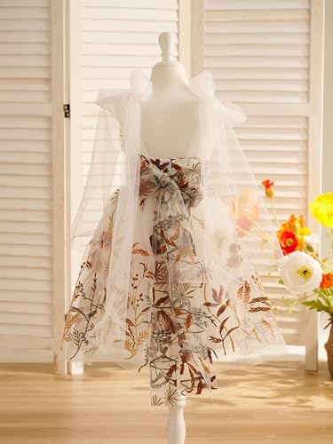 VEYOLOB Flower Girl Dress A-Line Floral Embroidered Tulle Sleeveless Girl Dresses for Wedding Garden Birthday Party Daily4
