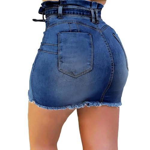 Jean Skirts for Women Denim High Waisted Stretchy Y2k Mini Skirt Trendy Button Front Short Pencil Skirt with Pockets3