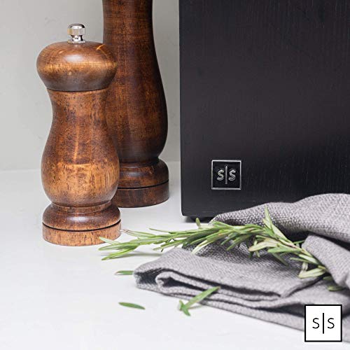 Magnetic Knife Block and Utensil Caddy, Black - Dual Purpose Design - Universal Knife Block without Knives and Black Utensil Holder
