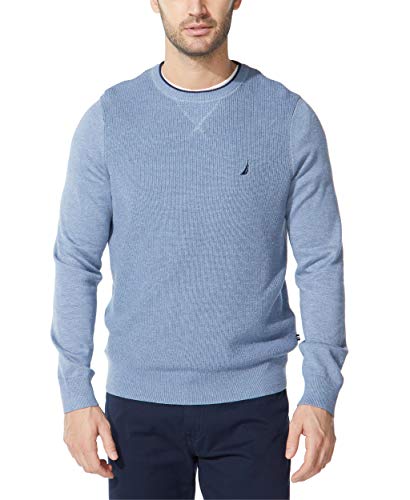 Nautica Men's Ribbed Sweater, Deep Anchor Heather, Large