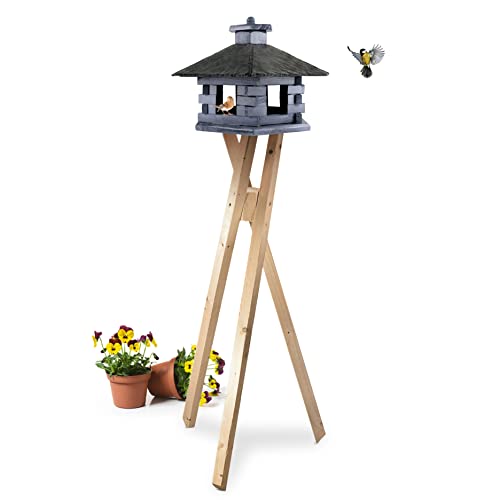 Massives Vogelhaus Mit Ständer – Imprägniert, Mit Futtersilo, 57 Cm Dachdurchmesser