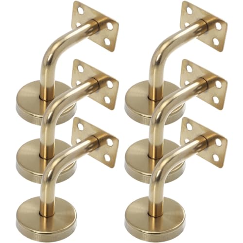 Soportes de pasamanos de escalera Packove de acero inoxidable dorado para 6 unidades DIY