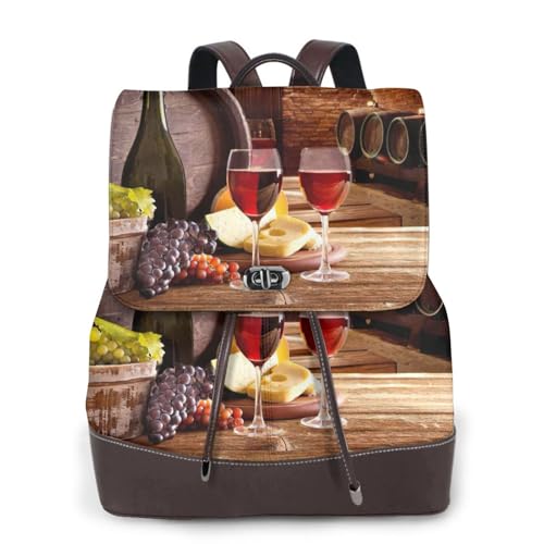Sac à dos en cuir noir imprimé cave à vin rouge chic élégant de grande qualité