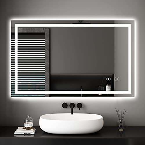 Dripex Specchio Bagno LED 60x100 cm, Specchio da Trucco con Luce Anti-Nebbia 3 Temperature Colore e...