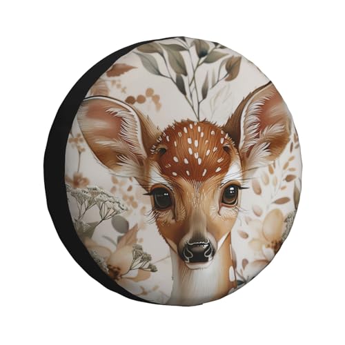 Image of Deer Spare Tire Cover Wheel Protectors Weatherproof Deer Pattern Wheel Covers Universal Fit for Trailer RV SUV Truck Camper Travel Trailers Accessories 15 Inch