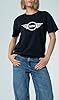 MINI Genuine Womens Ladies T Shirt Tee Top Wing Logo Embossed Black White, S #1
