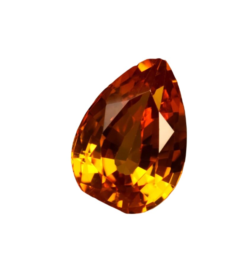 Saphir orange naturel poire 14x10mm, une gemme d'exception pour création haute joaillerie
