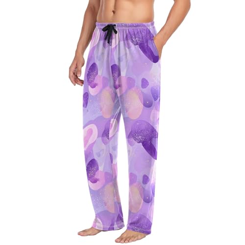 Men's Pajama Pants Purple Shape Pajama Pants for Men PJs Bottoms Drawstring Pockets Sleep Lounge Pants S4