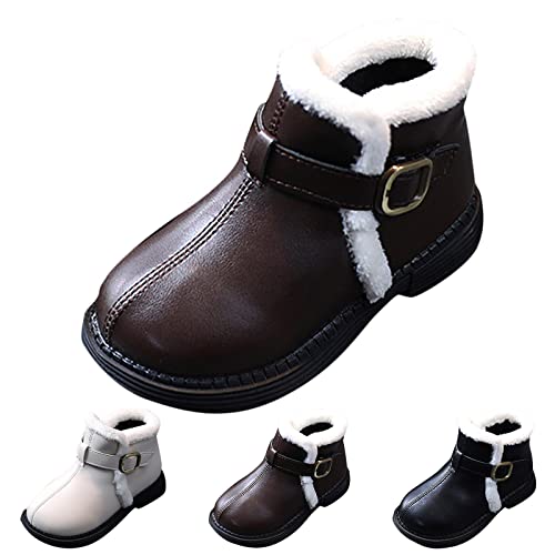sfdgfhyf Toddler Cartoon Shoes Fashion Autumn Winter Girls Boots Flat Bottom Non Slip Short Plush Warm Solid Buckle Shoes3