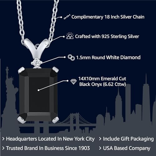 Gem Stone King 5-10 Cttw Gemstone Birthstone and White Diamond Pendant Necklace for Women | 925 Sterling Silver | Emerald Cut 14X10MM | Includes 18 Inch Chain | Fine Jewelry for Her Mom Wife2