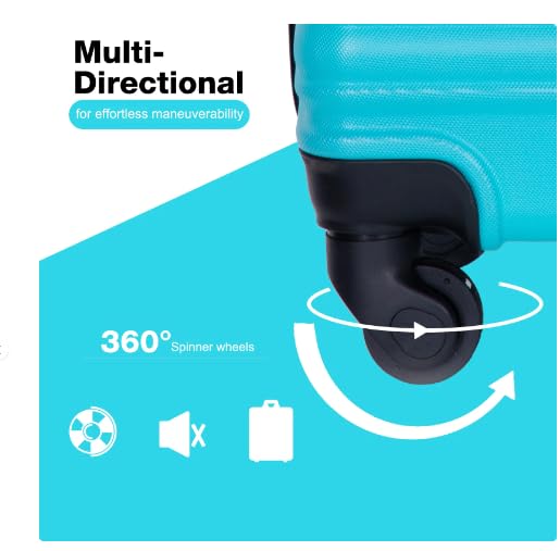 3 Piece Hardside Luggage Set Hardshell Lightweight Suitcase with Lock Spinner Wheels 20in 24in 28in (Light Blue)2