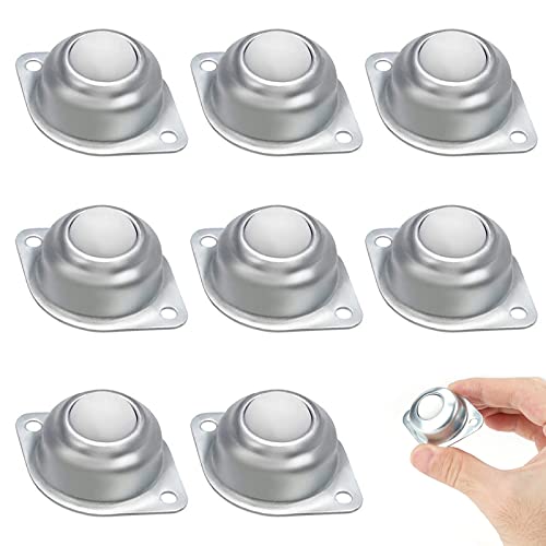 8 pièces Roulettes à Billes, Transfert Roulettes de Meubles,Nylon Roulettes à Bille, Rouleaux à Billes en Nylon et en Acier Inoxydable, Rotation à 360 Degrés, pour Meubles, Etagères, Vitrines