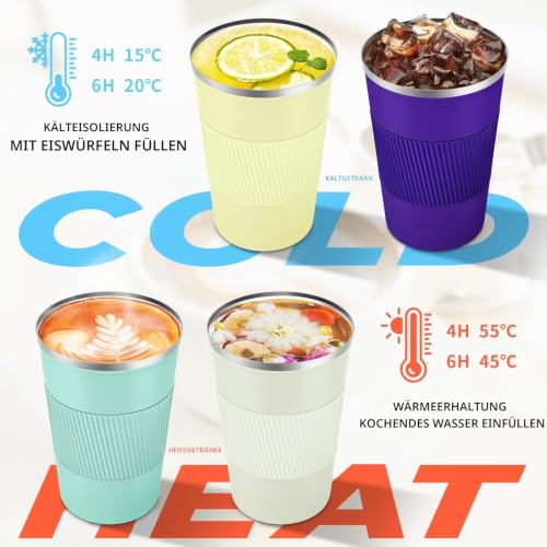 KETIEE Kaffeebecher to go,380ml Thermobecher Kaffee-to-go,Kaffeebecher Thermo,Doppelwandig Reisebecher Travel Mug… – Ansicht 5